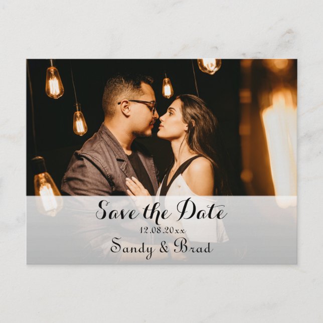 Elegantes modernes Foto Save the Date Hochzeit Postkarte (Vorderseite)