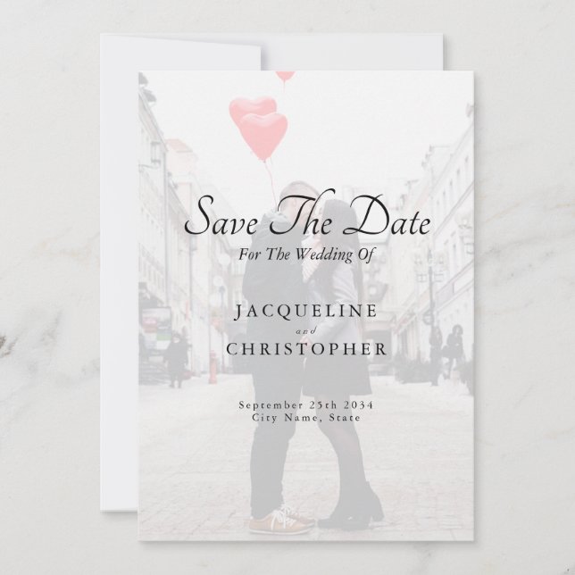 Elegantes modernes Foto Save the Date Hochzeitskar Einladung (Vorderseite)