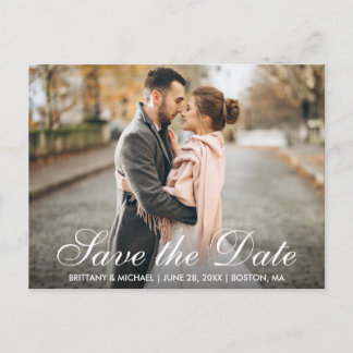 Elegantes modernes Foto Save the Date Verlobung WS Postkarte