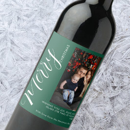 Elegantes modernes Foto-Weihnachts-Tag | Frohe Wei Weinetikett