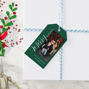 Elegantes modernes Foto-Weihnachtsanhänger Frohe Geschenkanhänger