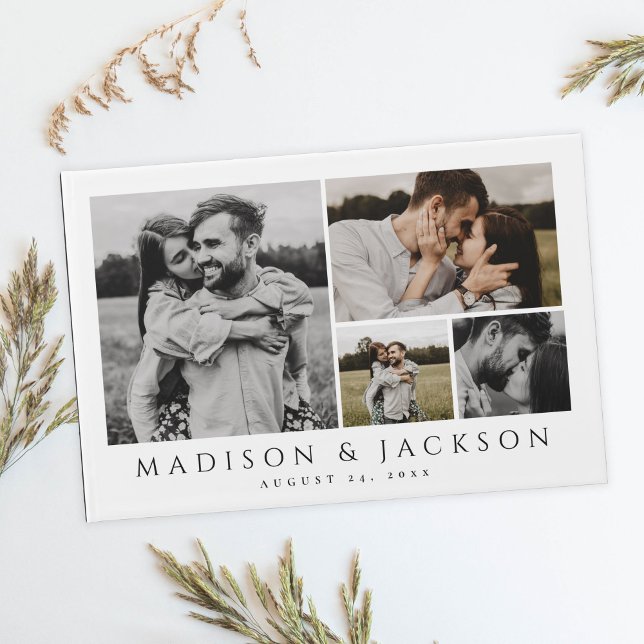 Elegantes, modernes Four Foto Wedding Guest Book Gästebuch (Von Creator hochgeladen)