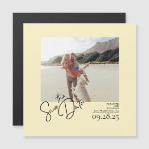 Elegantes, modernes Gelbes Save the Date-Foto Magneteinladung