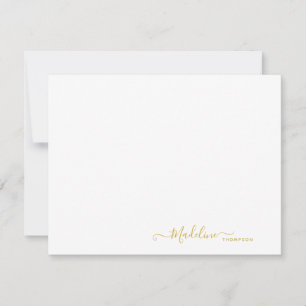 Elegantes, modernes Girly Script Metallic Gold Mitteilungskarte