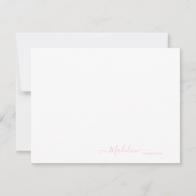 Elegantes, modernes Girly Script Rosa Mitteilungskarte (Vorderseite)
