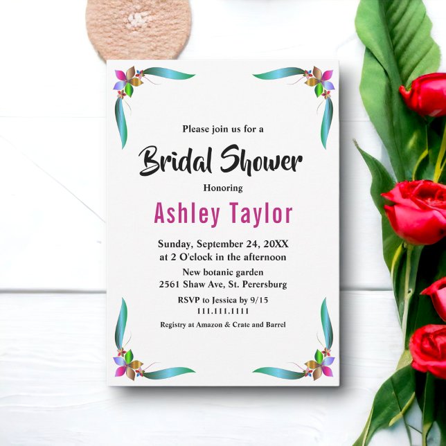 Elegantes modernes Glam Summer Floral Brautparty Einladung (Von Creator hochgeladen)