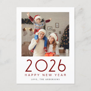 Elegantes, modernes, glückliches New Year 2026 Fam Feiertagspostkarte