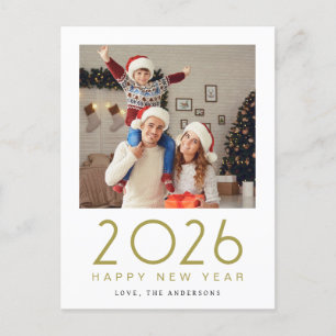 Elegantes, modernes, glückliches New Year 2026 Fam Feiertagspostkarte