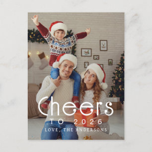 Elegantes, modernes, glückliches New Year 2026 Fam Feiertagspostkarte