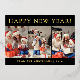 Elegantes, modernes, glückliches New Year Family F Folien Feiertagskarte