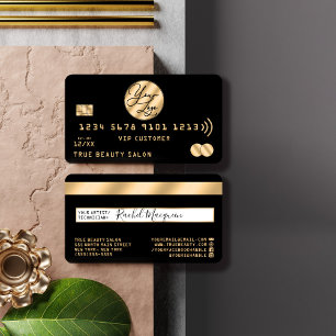 Elegantes, modernes Gold Black Credit Card Logo Visitenkarte
