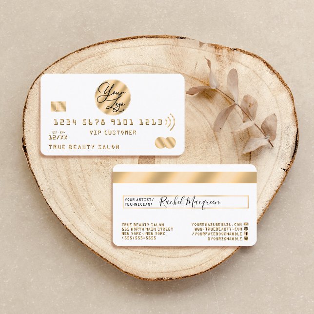 Elegantes, modernes Gold Black Credit Card Logo Visitenkarte (Von Creator hochgeladen)