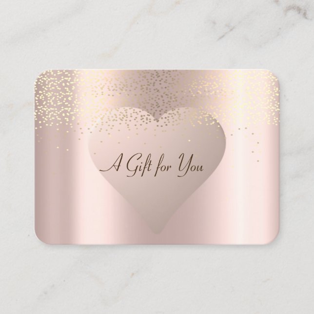 Elegantes, modernes Gold Confetti, Rose Gold Herz Rabattkarte (Vorderseite)
