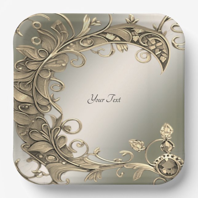 Elegantes, modernes Gold Decorative Paper Plate Pappteller (Vorderseite)