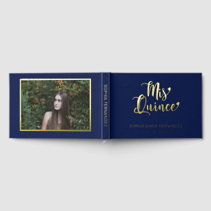 Elegantes modernes Gold-Foto Quinceañera Gästebuch