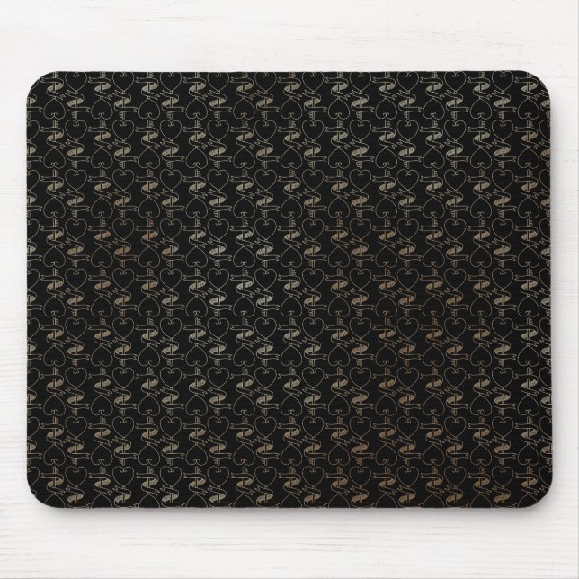 Elegantes, modernes Gold Hearts and Keys Muster | Mousepad (Vorne)