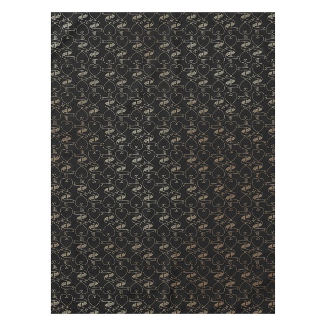 Elegantes, modernes Gold Hearts and Keys Muster | Tischdecke (Vorderseite)