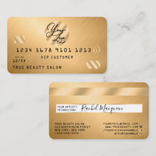 Elegantes modernes Gold Metallic-Kreditkartenlogo Visitenkarte