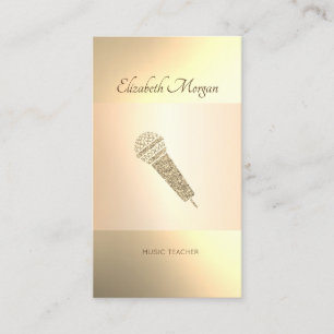 Elegantes Modernes, Gold Mikrofon, Musiklehrer Visitenkarte