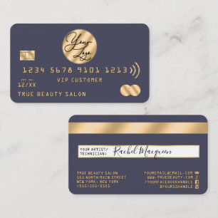Elegantes, modernes Gold Navy Blue-Kreditkarten-Lo Visitenkarte