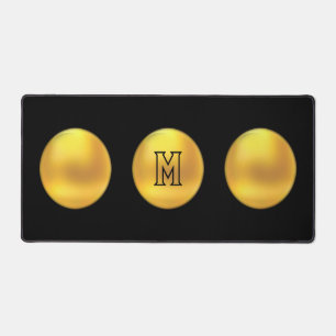 Elegantes modernes Gold Punkte & Monogramm auf Sch Schreibtischunterlage