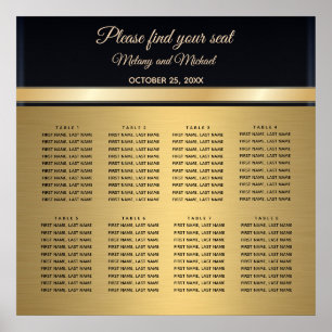 Elegantes modernes Gold/Schwarz Hochzeitsdiagramm Poster