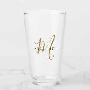 Elegantes, modernes Gold Script Monogram Glas