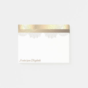 Elegantes Modernes Gold, Spitze - Personalisiert Post-it Klebezettel