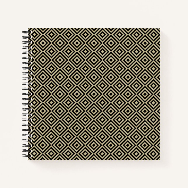 Elegantes, modernes Gold Squares Diamonds Tiles Pa Notizbuch (Vorderseite)