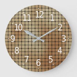 Elegantes, modernes Gold Squares Tiles-Muster | Große Wanduhr