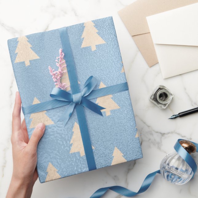 Elegantes, modernes Gold- und Blautönbaummuster Geschenkpapier (Schenken)