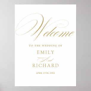 Elegantes modernes goldenes Hochzeitsschild mit Sc Poster