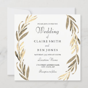 Elegantes, modernes Goldenes Leaf Hochzeit Einladu Einladung