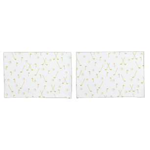 Elegantes, modernes Goldenes Muster Golfer Weiß Kissenbezug