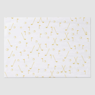 Elegantes, modernes Goldenes Muster Golfer Weiß Seidenpapier