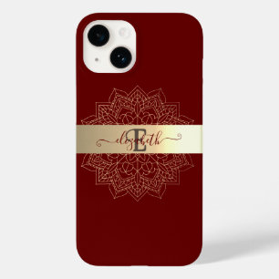 Elegantes modernes goldenes Streifen-Blumen-Mandal Case-Mate iPhone 14 Hülle