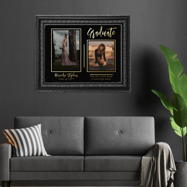 Elegantes modernes Graduate Script Text Two Foto Foliendrucke (Von Creator hochgeladen)