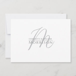 Elegantes, modernes, grau-schwarzes Monogramm Mitteilungskarte