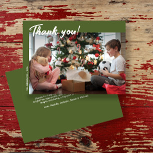 Elegantes modernes Green Holiday Foto Dankeskarte