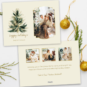 Elegantes, modernes Grün und Gold Weihnachtsbaum F Feiertagskarte