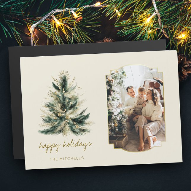 Elegantes, modernes Grün und Gold Weihnachtsbaum F Magnetkarte (Von Creator hochgeladen)