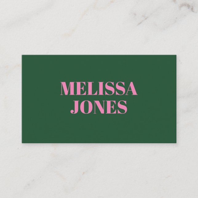 Elegantes, modernes grünes Rosa Beruflich Visitenkarte (Vorderseite)