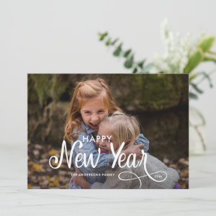 Elegantes modernes Happy New Year 3 Fotos Script H Feiertagskarte