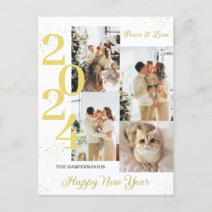 Elegantes modernes Happy New Year 4 Multi Foto Hol Feiertagspostkarte