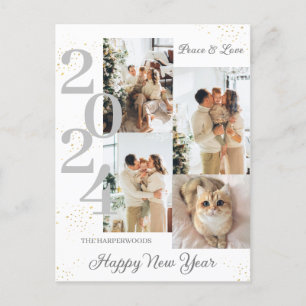 Elegantes modernes Happy New Year 4 Multi Foto Hol Feiertagspostkarte