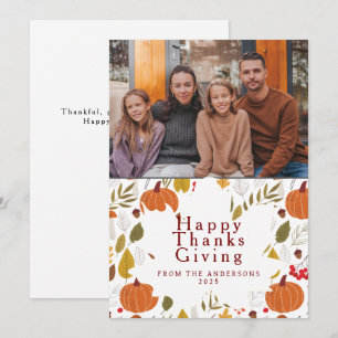 Elegantes modernes Happy Thanksgiving Herbstfoto Feiertagskarte