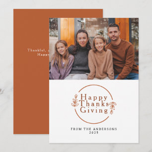 Elegantes modernes Happy Thanksgiving Herbstfoto Feiertagskarte