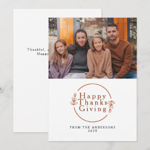 Elegantes modernes Happy Thanksgiving Herbstfoto Feiertagskarte