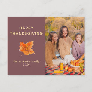 Elegantes modernes Happy Thanksgiving Herbstfoto Feiertagspostkarte