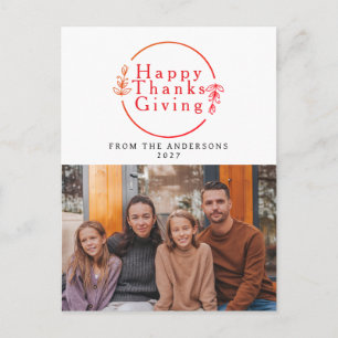 Elegantes modernes Happy Thanksgiving Herbstfoto Feiertagspostkarte